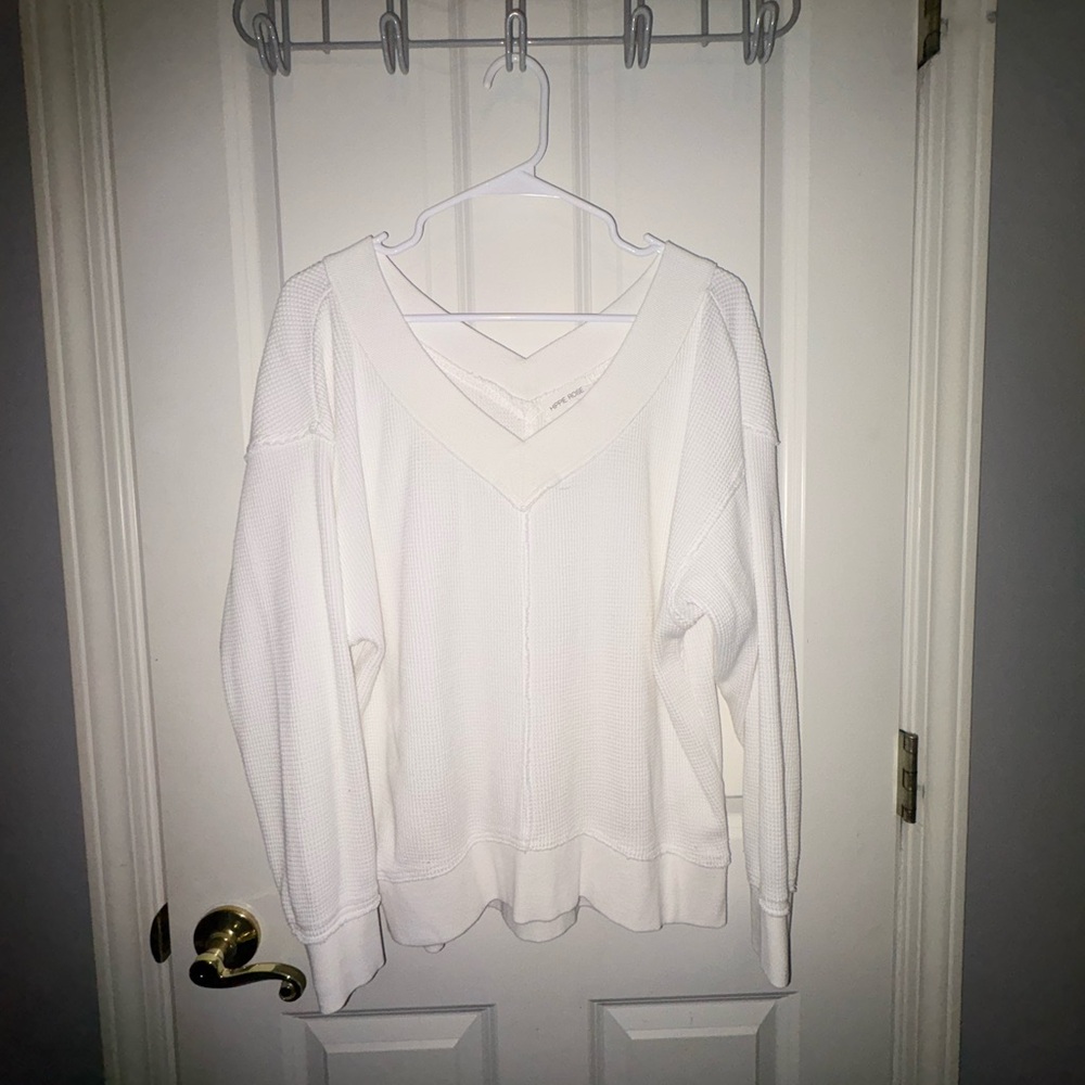 Women's White V-Neck Sweater
